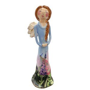 Blue Sky Clay Works GARDEN ANGEL Heather Goldminc Hand Painted Ceramic Vtg 2002